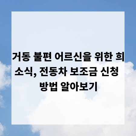 거동 불편 어르신을 위한 희소식, 전동차 보조금 신청 방법 알아보기
