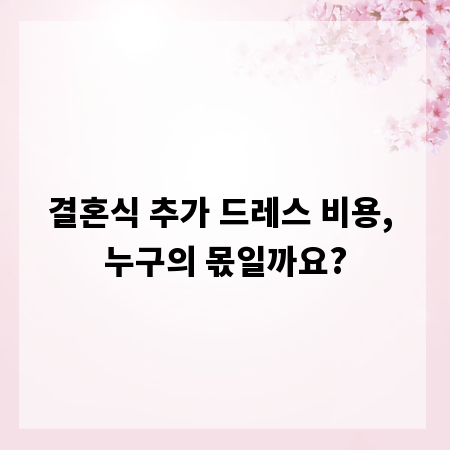 결혼식 추가 드레스 비용, 누구의 몫일까요?