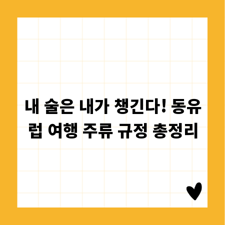 내 술은 내가 챙긴다! 동유럽 여행 주류 규정 총정리