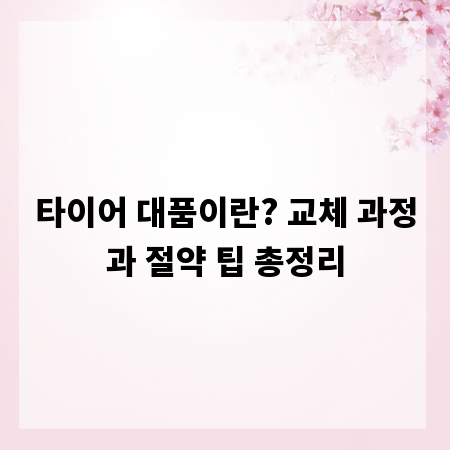 타이어 대품이란? 교체 과정과 절약 팁 총정리