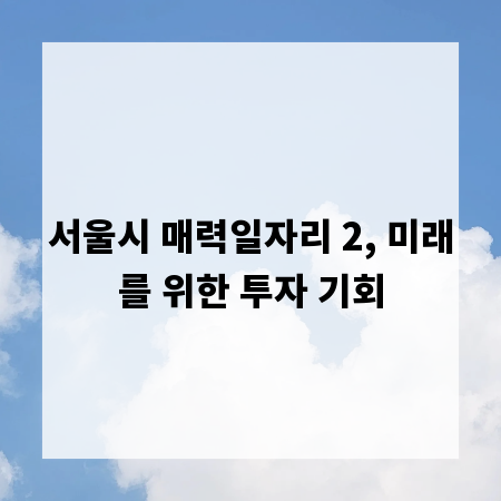 서울시 매력일자리 2, 미래를 위한 투자 기회