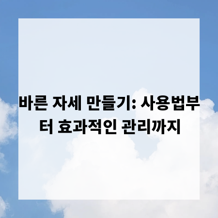 바른 자세 만들기: 사용법부터 효과적인 관리까지