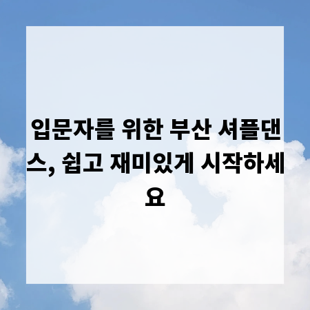 입문자를 위한 부산 셔플댄스, 쉽고 재미있게 시작하세요