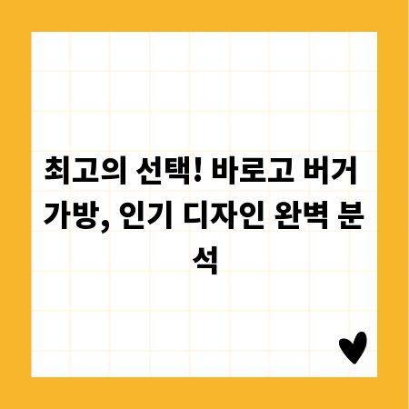 최고의 선택! 바로고 버거 가방, 인기 디자인 완벽 분석