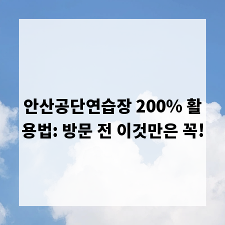 안산공단연습장 200% 활용법: 방문 전 이것만은 꼭!