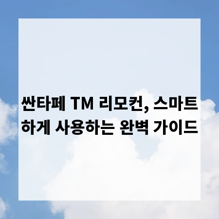 싼타페 TM 리모컨, 스마트하게 사용하는 완벽 가이드