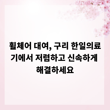 휠체어 대여, 구리 한일의료기에서 저렴하고 신속하게 해결하세요