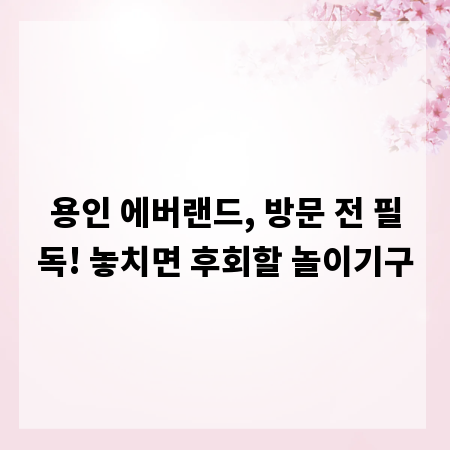 용인 에버랜드, 방문 전 필독! 놓치면 후회할 놀이기구