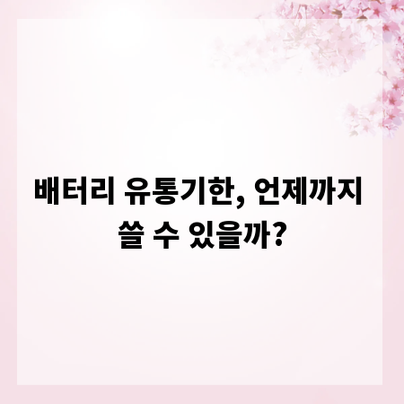 배터리 유통기한, 언제까지 쓸 수 있을까?