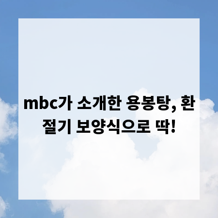 mbc가 소개한 용봉탕, 환절기 보양식으로 딱!
