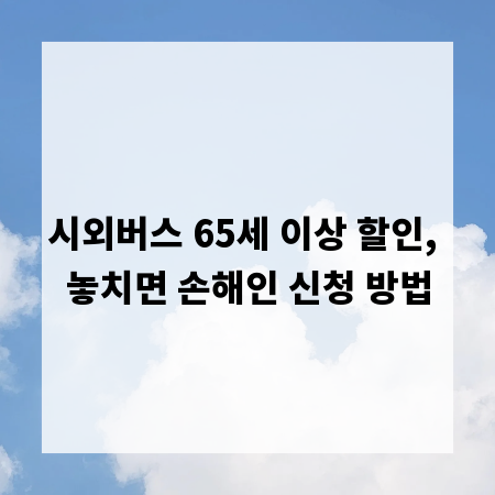 시외버스 65세 이상 할인, 놓치면 손해인 신청 방법