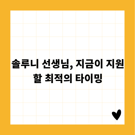 솔루니 선생님, 지금이 지원할 최적의 타이밍