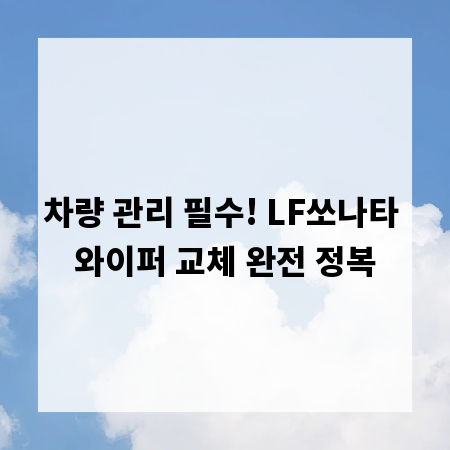 차량 관리 필수! LF쏘나타 와이퍼 교체 완전 정복