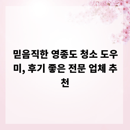 믿음직한 영종도 청소 도우미, 후기 좋은 전문 업체 추천