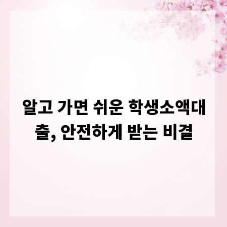 알고 가면 쉬운 학생소액대출, 안전하게 받는 비결