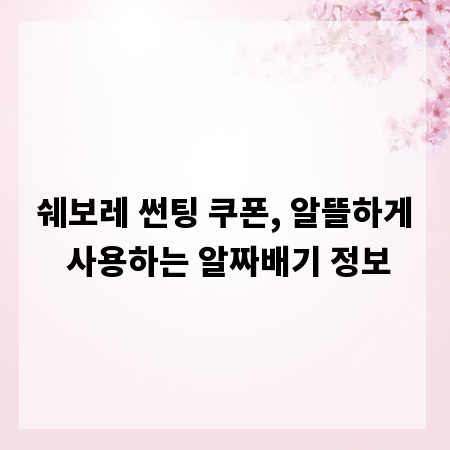 쉐보레 썬팅 쿠폰, 알뜰하게 사용하는 알짜배기 정보