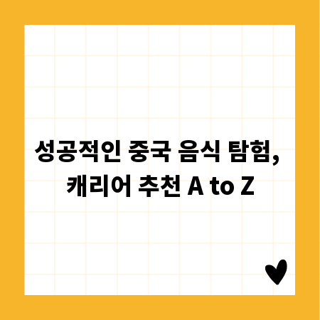 성공적인 중국 음식 탐험, 캐리어 추천 A to Z