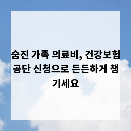 숨진 가족 의료비, 건강보험공단 신청으로 든든하게 챙기세요