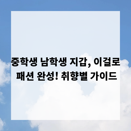 중학생 남학생 지갑, 이걸로 패션 완성! 취향별 가이드