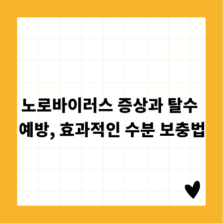 노로바이러스 증상과 탈수 예방, 효과적인 수분 보충법