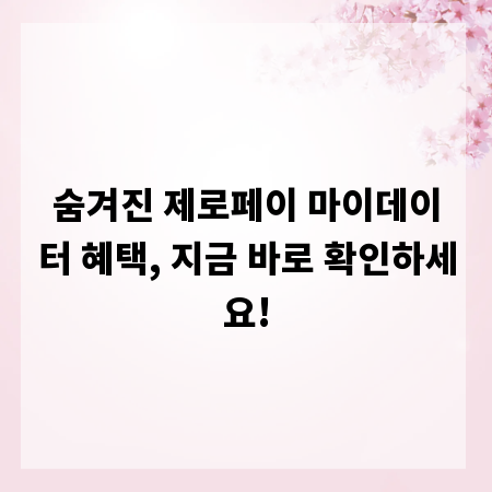 숨겨진 제로페이 마이데이터 혜택, 지금 바로 확인하세요!