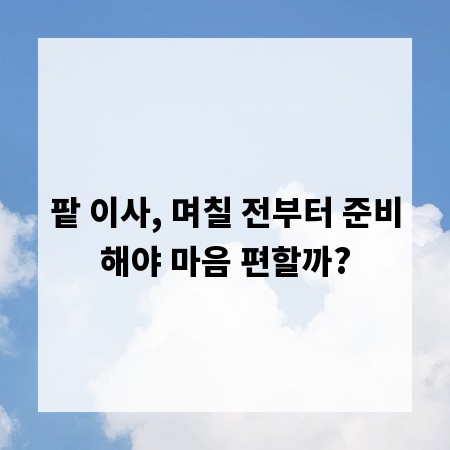 팥 이사, 며칠 전부터 준비해야 마음 편할까?