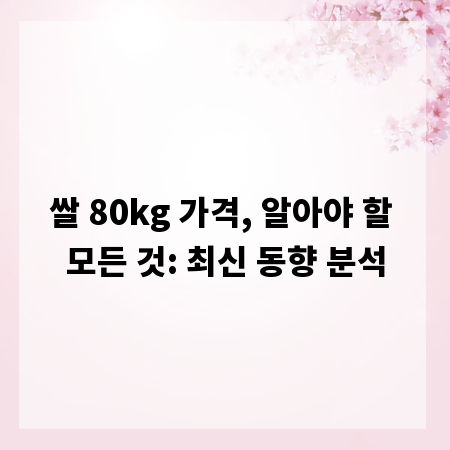 쌀 80kg 가격, 알아야 할 모든 것: 최신 동향 분석