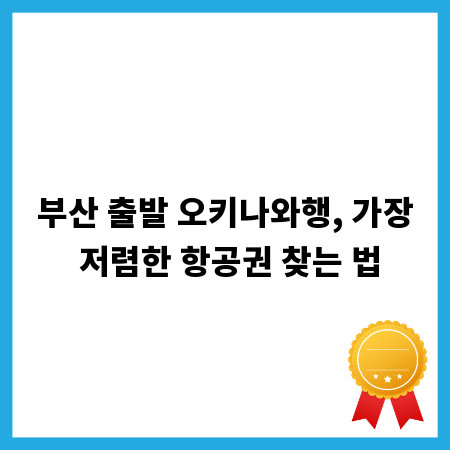 부산 출발 오키나와행, 가장 저렴한 항공권 찾는 법