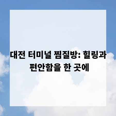 대전 터미널 찜질방: 힐링과 편안함을 한 곳에