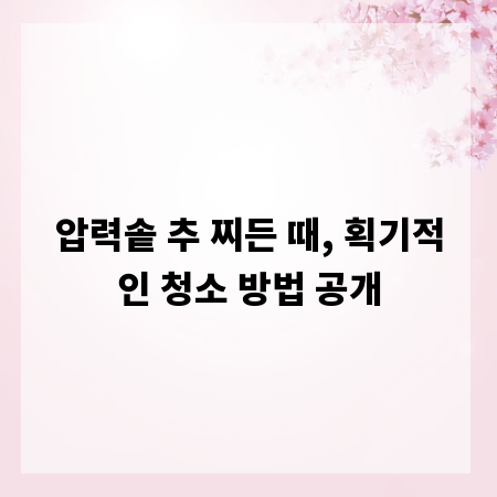 압력솥 추 찌든 때, 획기적인 청소 방법 공개