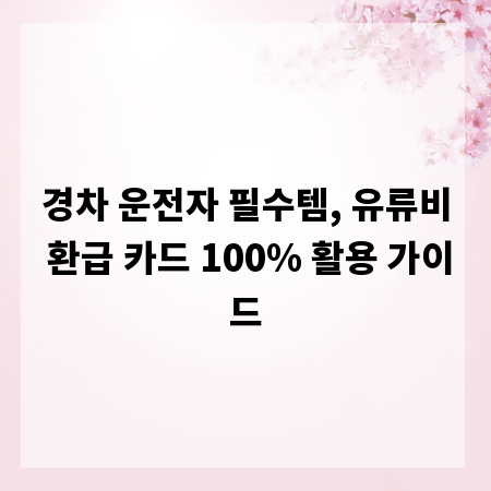 경차 운전자 필수템, 유류비 환급 카드 100% 활용 가이드