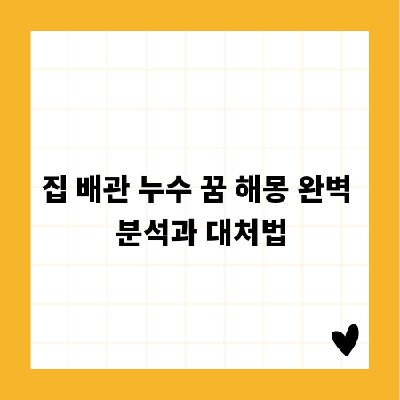 집 배관 누수 꿈 해몽 완벽 분석과 대처법