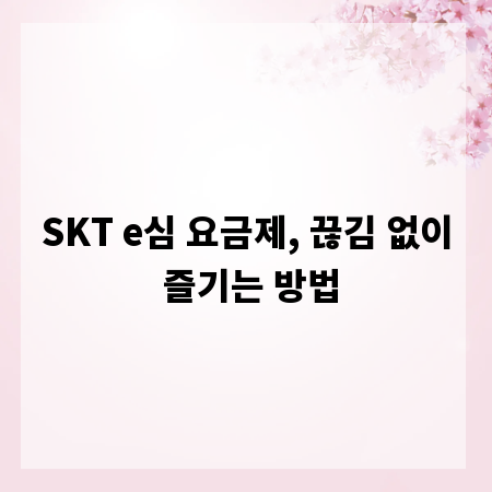 SKT e심 요금제, 끊김 없이 즐기는 방법