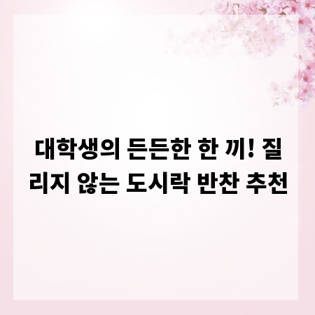 대학생의 든든한 한 끼! 질리지 않는 도시락 반찬 추천