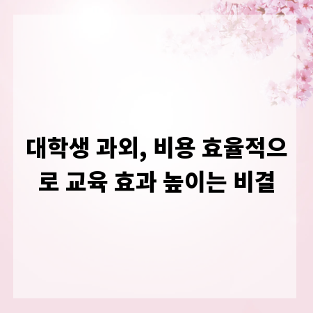 대학생 과외, 비용 효율적으로 교육 효과 높이는 비결