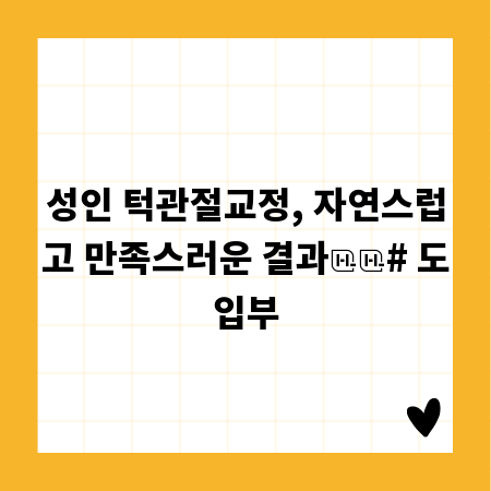 성인 턱관절교정, 자연스럽고 만족스러운 결과

# 도입부
