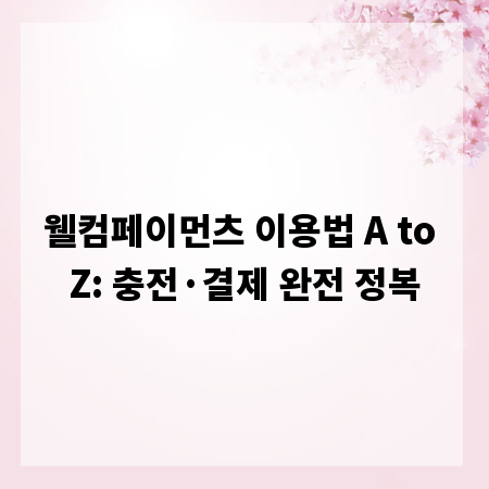 웰컴페이먼츠 이용법 A to Z: 충전&middot;결제 완전 정복