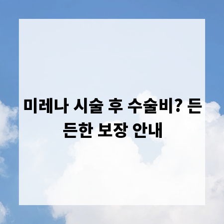 미레나 시술 후 수술비? 든든한 보장 안내