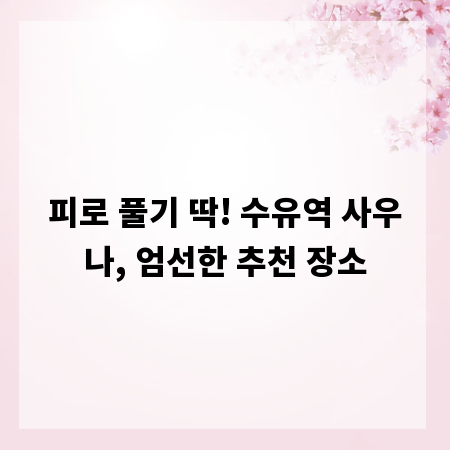 피로 풀기 딱! 수유역 사우나, 엄선한 추천 장소