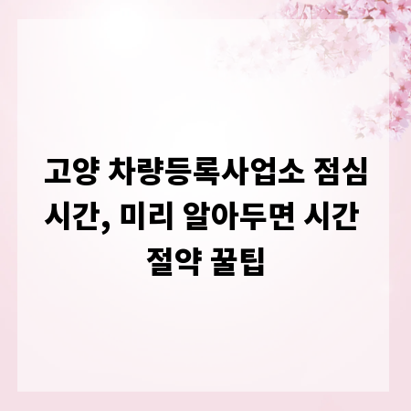 고양 차량등록사업소 점심시간, 미리 알아두면 시간 절약 꿀팁