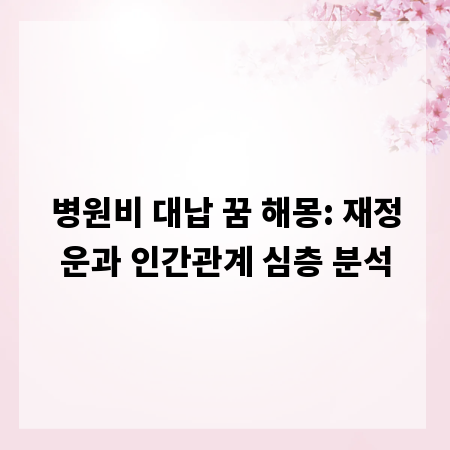병원비 대납 꿈 해몽: 재정운과 인간관계 심층 분석