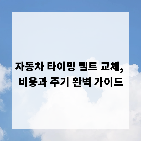 자동차 타이밍 벨트 교체, 비용과 주기 완벽 가이드