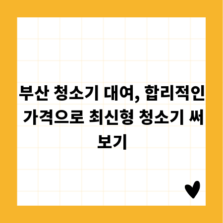 부산 청소기 대여, 합리적인 가격으로 최신형 청소기 써보기