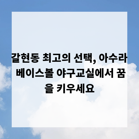 갈현동 최고의 선택, 아수라 베이스볼 야구교실에서 꿈을 키우세요