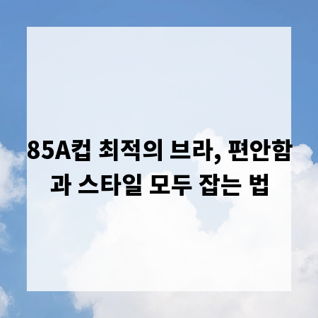 85A컵 최적의 브라, 편안함과 스타일 모두 잡는 법
