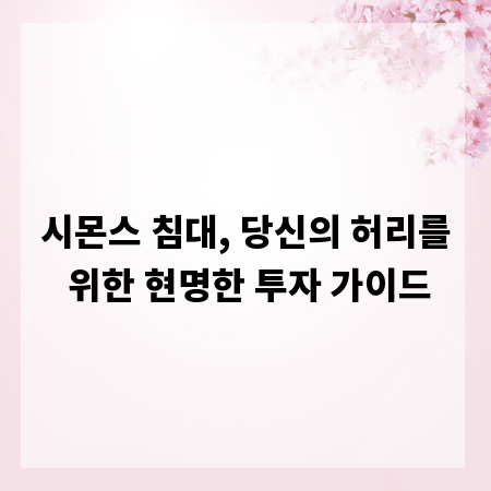 시몬스 침대, 당신의 허리를 위한 현명한 투자 가이드